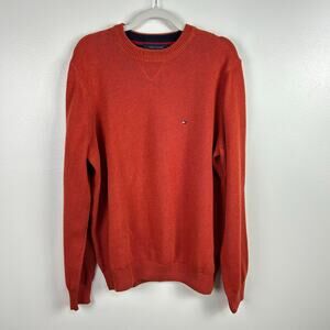 Tommy Hilfiger Orange Men’s Cotton Crew Neck Pullover Sweater Size Large
